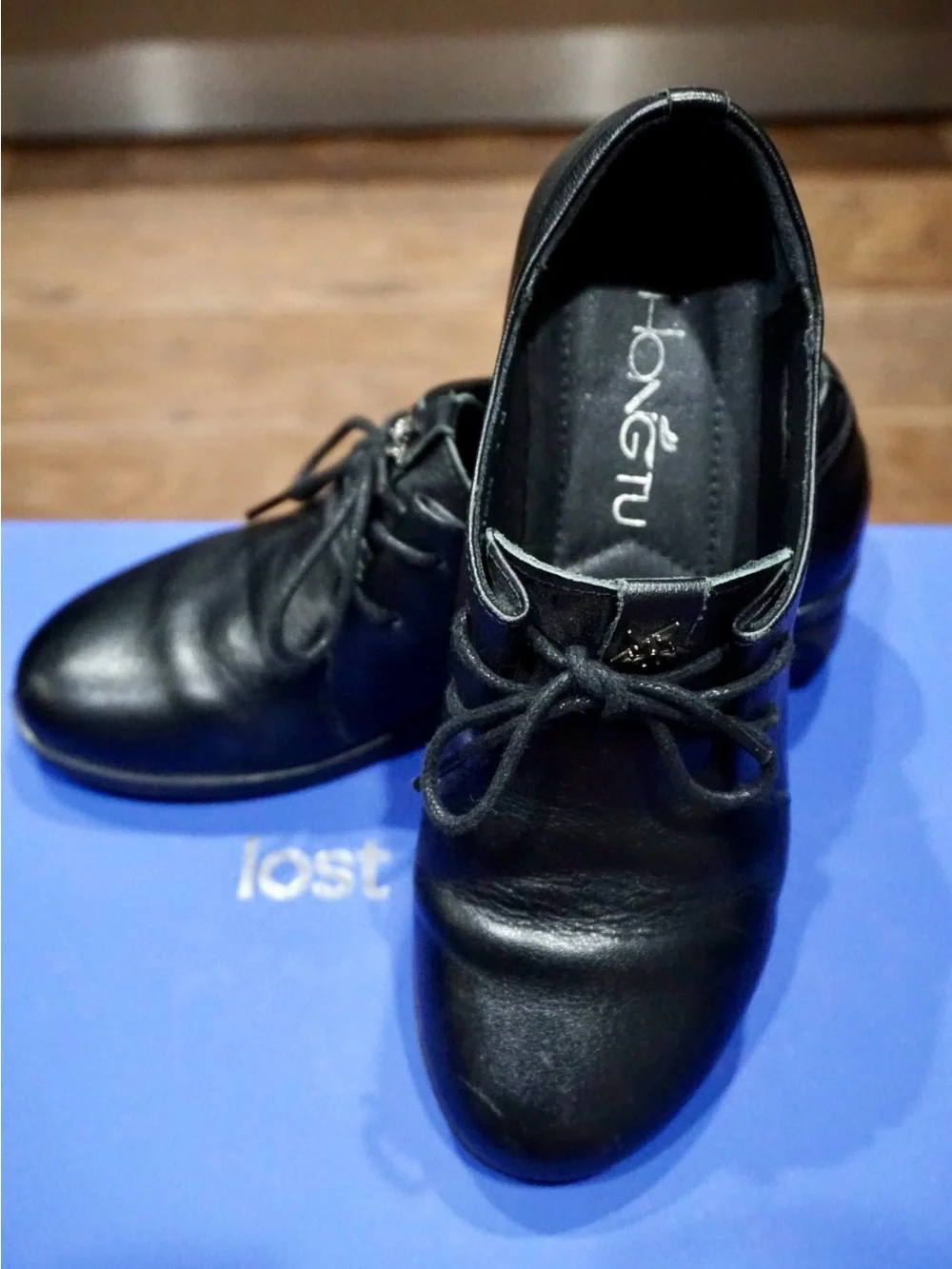 Women’s Black Genuine Leather Lace-Up Oxford Shoes US Size 5.5